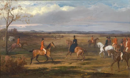 Kaiser Franz Joseph I. und Kaiserin Elisabeth mit Jagdgesellschaft / Hofjagd in Ungarn